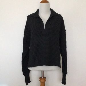 New Free People Johnny Collar Sweater in Black